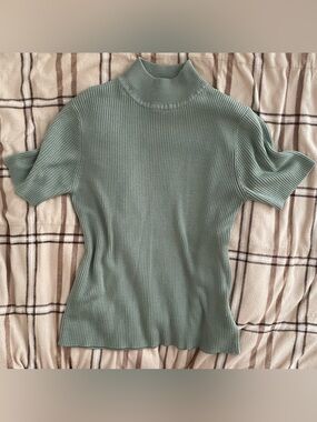 Pastel Green Mock Neck Short Sleeve Top